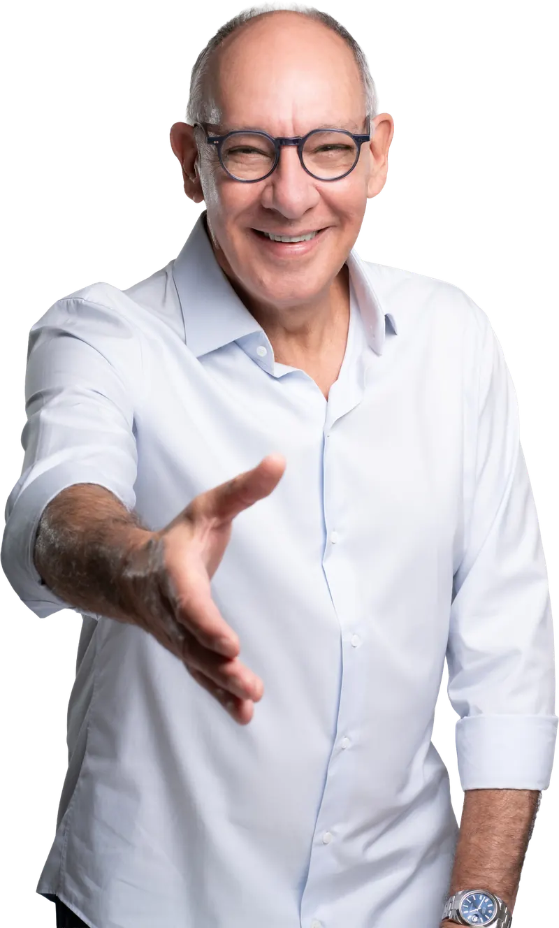 Helio Peluffo estendendo a mão